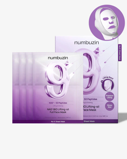 Numbuzin No.9 NAD+ BIO Lifting-sil Full Face Mask (4 Sheets + Lifting Band)