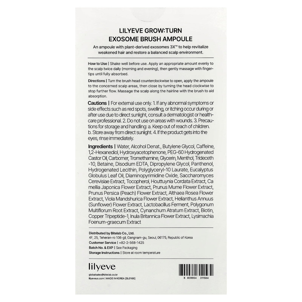 Lilyeve Grow-Turn Exosome Brush Ampoule – Tratamiento Capilar con Exosomas Vegetales 100 ml